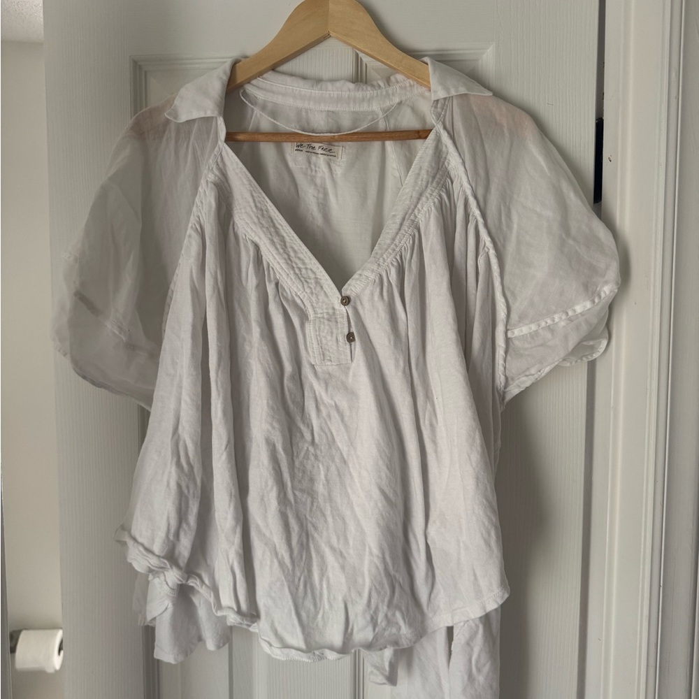 We The Free White Flowy Blouse